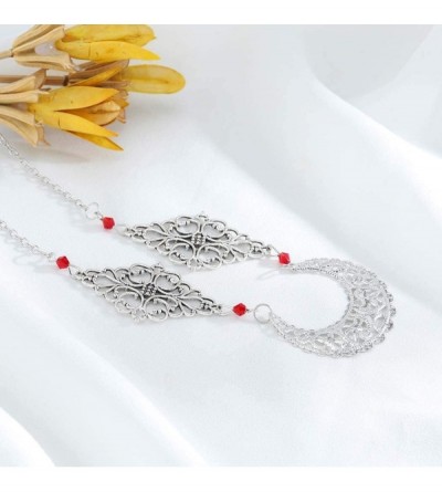 Headbands Gothic Crescent Moon Head Chain Crystal Headband Goddess Hair Acessories for Women and Girls - Red - C618QDNXZZ5 $8.73