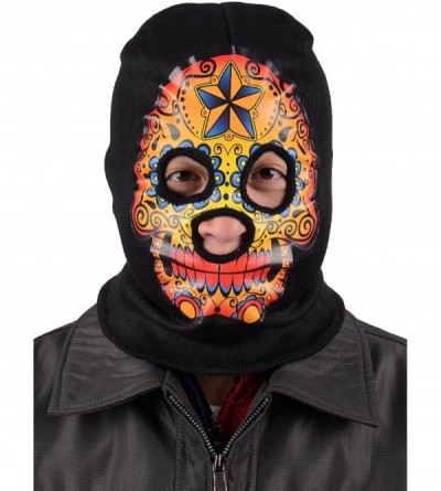 Balaclavas Men's Outdoor Sports Full-Face Balaclava Mask - Orange Skull - C1128V724XV $8.07