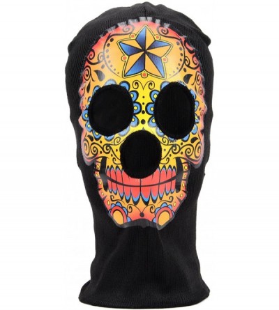 Balaclavas Men's Outdoor Sports Full-Face Balaclava Mask - Orange Skull - C1128V724XV $8.07