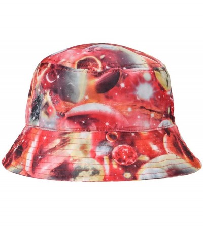 Bucket Hats Unisex Galaxy Bucket Hat Summer Fisherman Cap for Men Women - Red - CW182ZYG704 $24.40