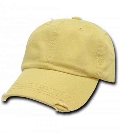 Baseball Caps Plain Spring Baseball Vintage Distressed Style Cap Hat - Mustard - CN112UIZAQZ $21.14