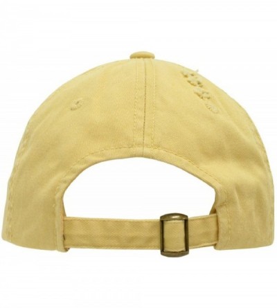 Baseball Caps Plain Spring Baseball Vintage Distressed Style Cap Hat - Mustard - CN112UIZAQZ $13.61