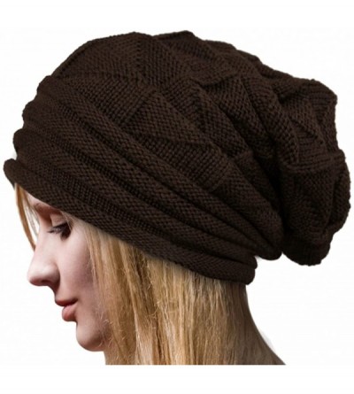 Skullies & Beanies Winter Hats Clearance- Women Winter Knit Warm Flexfit Hat Stripe Ski Baggy Slouchy Beanie Fashion Skull Ca...