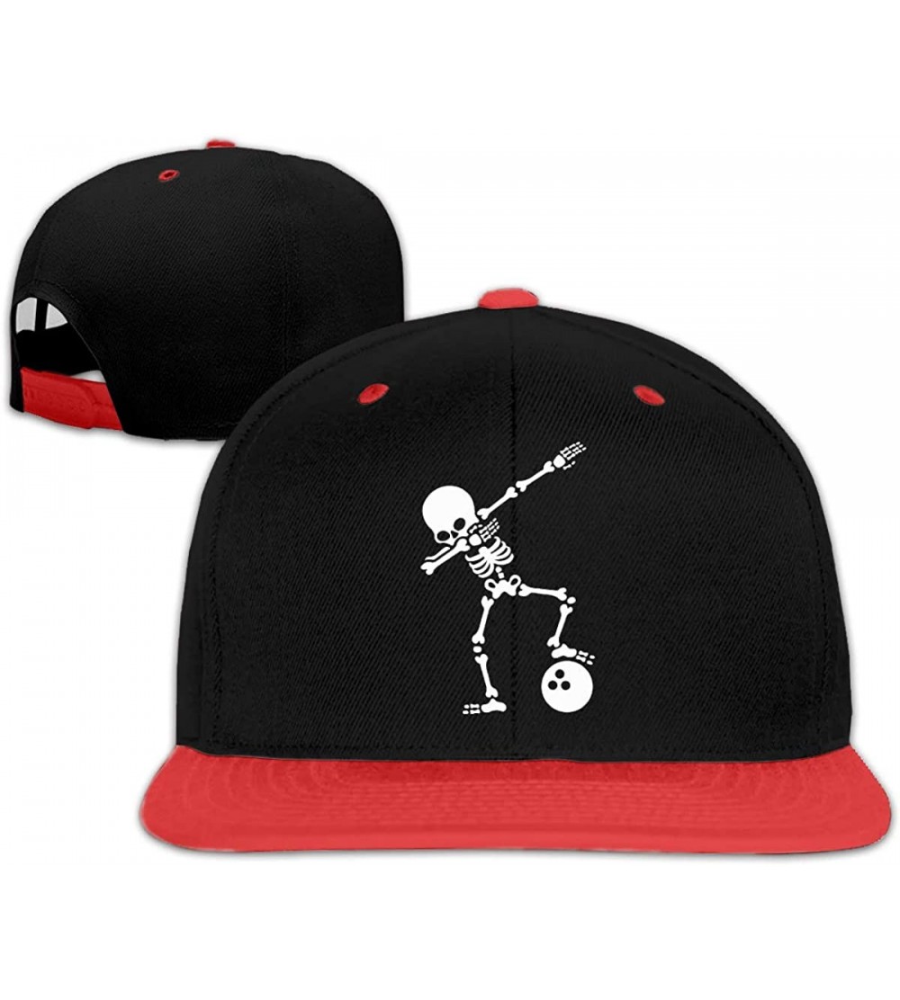 Baseball Caps Skeleton Dabbing Bowling Ball Unisex Hip-Hop Flatbrim Snapback Caps Women Men Contrast Color Baseball Cap - Red...