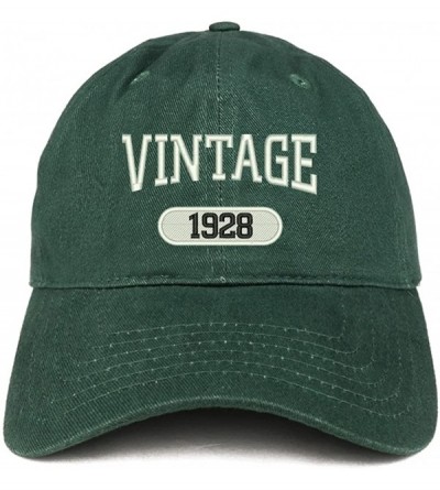 Baseball Caps Vintage 1928 Embroidered 92nd Birthday Relaxed Fitting Cotton Cap - Hunter - C1180ZLKALY $33.92