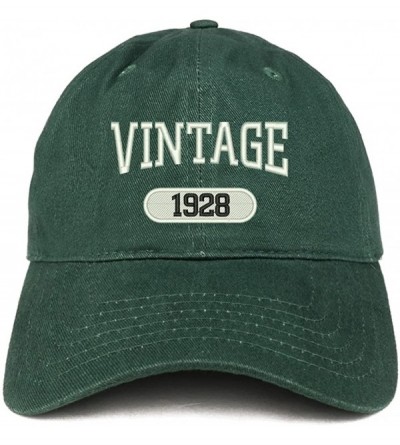 Baseball Caps Vintage 1928 Embroidered 92nd Birthday Relaxed Fitting Cotton Cap - Hunter - C1180ZLKALY $15.62