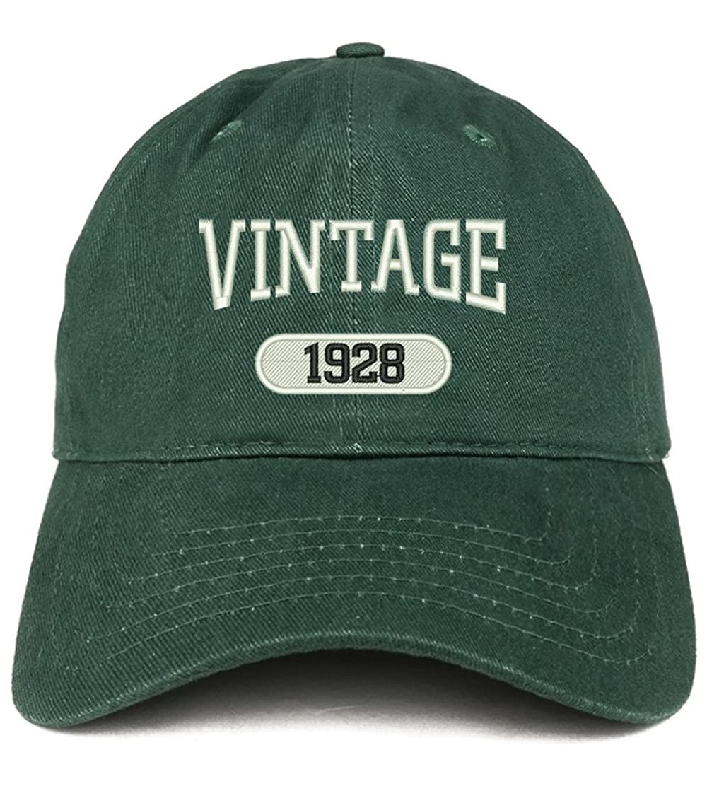 Baseball Caps Vintage 1928 Embroidered 92nd Birthday Relaxed Fitting Cotton Cap - Hunter - C1180ZLKALY $15.62