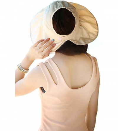 Sun Hats Women's UV Sun Protective Visor Summer Wide Brim Sun Hat Floppy Fold Beach Hat - Beige - CY12DOPKSM9 $12.91