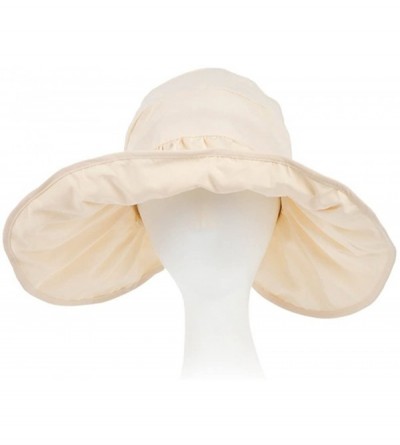 Sun Hats Women's UV Sun Protective Visor Summer Wide Brim Sun Hat Floppy Fold Beach Hat - Beige - CY12DOPKSM9 $12.91