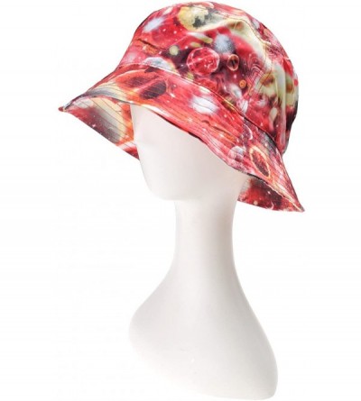 Bucket Hats Unisex Galaxy Bucket Hat Summer Fisherman Cap for Men Women - Red - CW182ZYG704 $13.76