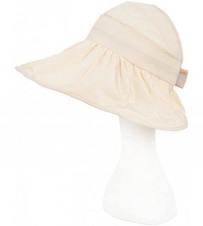Sun Hats Women's UV Sun Protective Visor Summer Wide Brim Sun Hat Floppy Fold Beach Hat - Beige - CY12DOPKSM9 $12.91