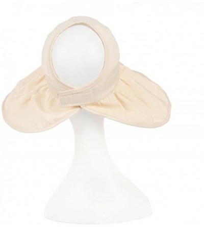 Sun Hats Women's UV Sun Protective Visor Summer Wide Brim Sun Hat Floppy Fold Beach Hat - Beige - CY12DOPKSM9 $12.91