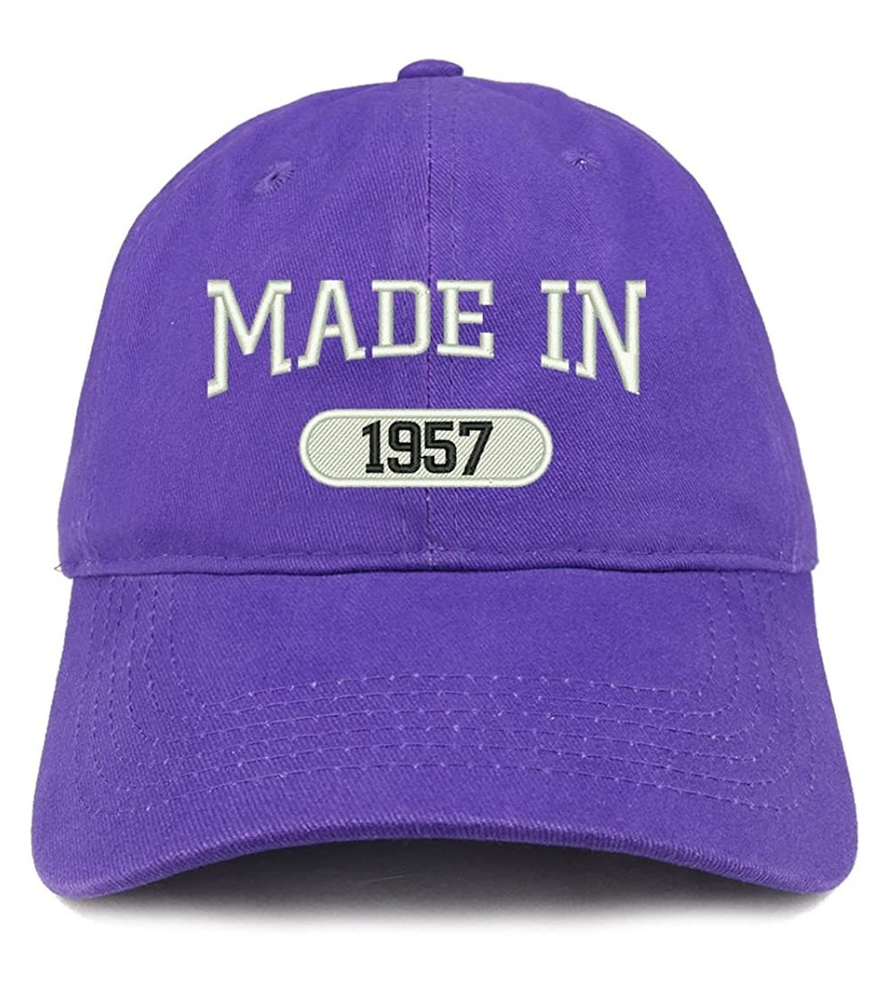 Baseball Caps Made in 1957 Embroidered 63rd Birthday Brushed Cotton Cap - Purple - CM18C966XEM $15.89