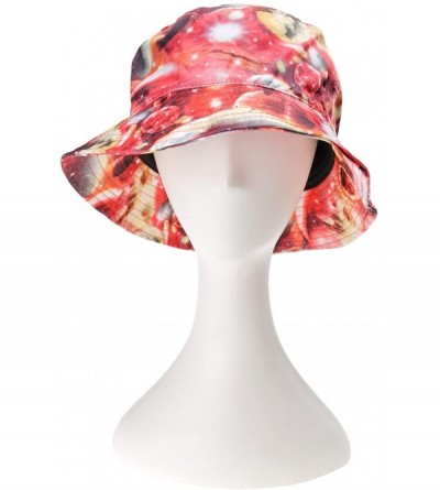 Bucket Hats Unisex Galaxy Bucket Hat Summer Fisherman Cap for Men Women - Red - CW182ZYG704 $13.76