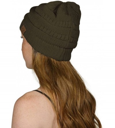 Skullies & Beanies Women's Thick Soft Knit Beanie Cap Hat - Dark Olive - CD187ESKRGS $13.12