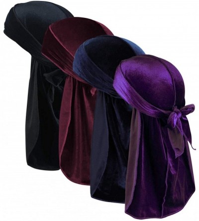 Skullies & Beanies Velvet Durags for Men Waves 2/4 Pair Extra Long-Tail Du-rag Multiple Colors Du Rags for Waves - C918RS78H7...