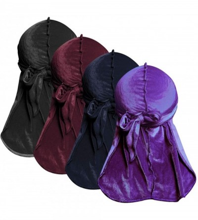 Skullies & Beanies Velvet Durags for Men Waves 2/4 Pair Extra Long-Tail Du-rag Multiple Colors Du Rags for Waves - C918RS78H7...