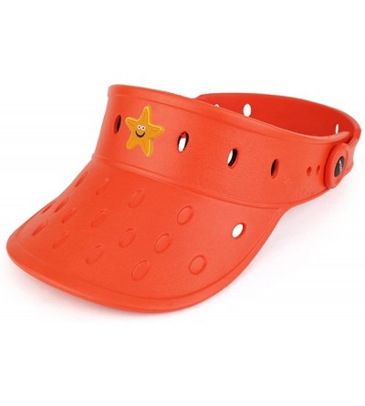 Visors Durable Adjustable Floatable Summer Visor Hat with Starfish Snap Charm - Dark Orange - C517YYQHRXI $17.88