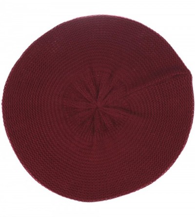 Berets JTL Beret Beanie Hat for Women Fashion Light Weight Knit Solid Color - Red Wine - C0194QANQAC $12.12