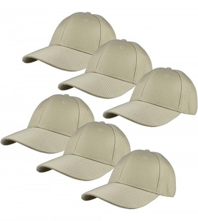 Baseball Caps Plain Blank Baseball Caps Adjustable Back Strap Wholesale Lot 6 Pack - Khaki - CH180Z0HQTD $21.96