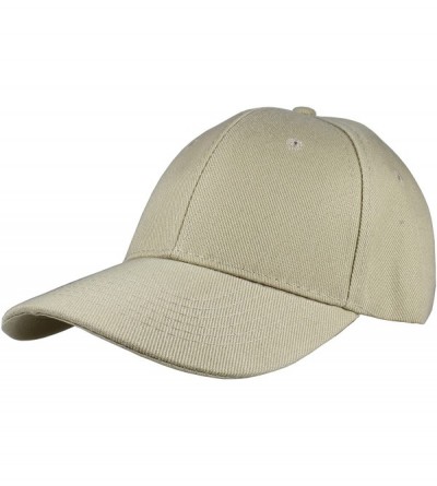 Baseball Caps Plain Blank Baseball Caps Adjustable Back Strap Wholesale Lot 6 Pack - Khaki - CH180Z0HQTD $21.96