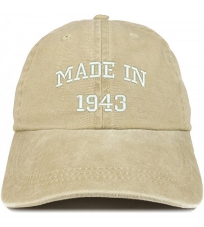 Baseball Caps Made in 1943 Text Embroidered 77th Birthday Washed Cap - Khaki - C918C7I9YEI $39.29