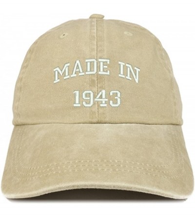 Baseball Caps Made in 1943 Text Embroidered 77th Birthday Washed Cap - Khaki - C918C7I9YEI $21.83