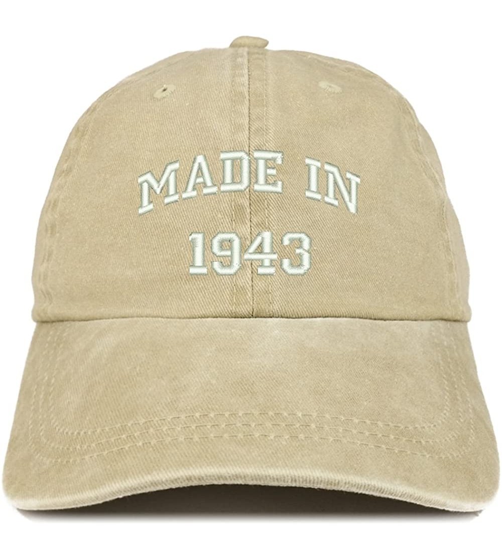 Baseball Caps Made in 1943 Text Embroidered 77th Birthday Washed Cap - Khaki - C918C7I9YEI $21.83