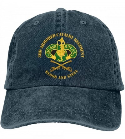 Baseball Caps 3rd Armored Cavalry Regiment DUI Blood and Steel Adjustable Baseball Caps Denim Hats Cowboy Sport Outdoor - Nav...