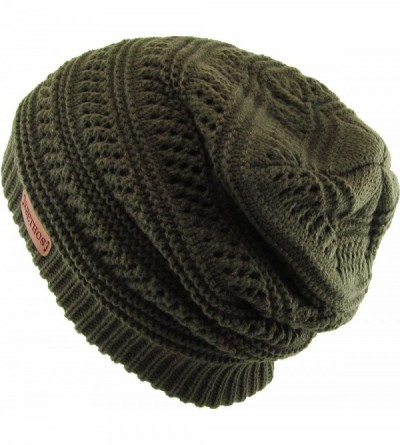 Skullies & Beanies Super Warm Slouchy Fleeced Long Beanie Warm Fur Lined Winter Knit Hat Thick Skull Cap - CN18GL85WLX $12.71