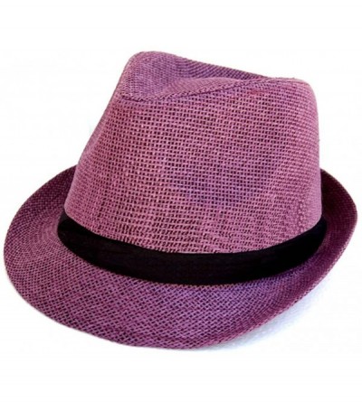 Fedoras Tweed Classic Cuban Style Fedora Fashion Hat - Purple - CP1152MO1IP $26.47