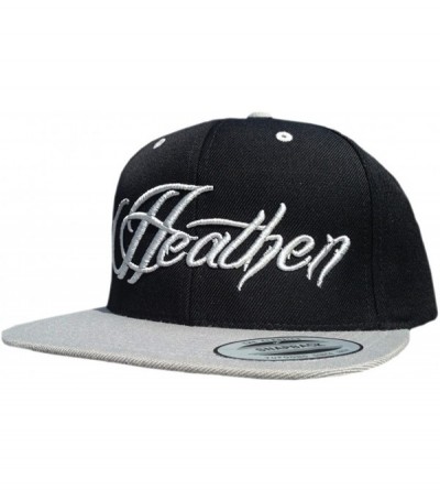 Baseball Caps Script Fitted Hat - Black/Silver - CN187NNKM37 $23.28