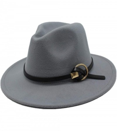 Fedoras Fedoras Hats for Women Men Felt Metal Belt Trilby Hats Wide Brim Adjustable Fedora Jazz Hat Caps - Dark Brown - CG18N...