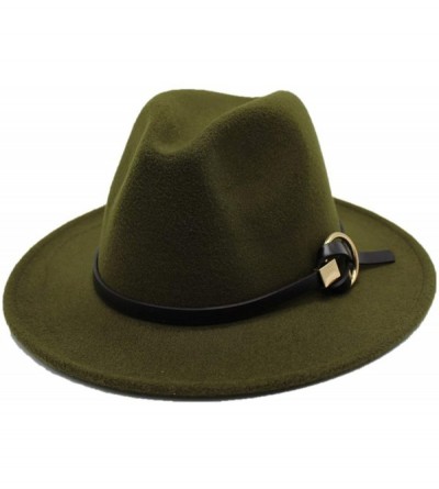 Fedoras Fedoras Hats for Women Men Felt Metal Belt Trilby Hats Wide Brim Adjustable Fedora Jazz Hat Caps - Dark Brown - CG18N...
