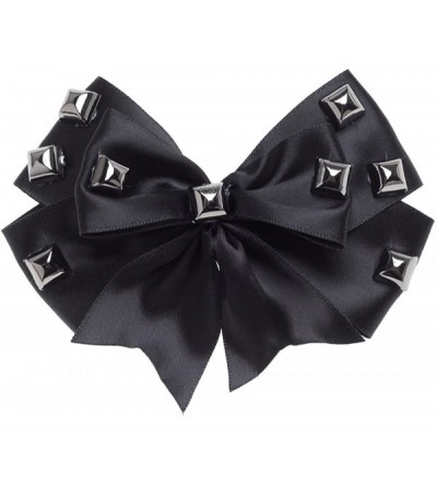 Headbands Dark Side Studded Black Satin Girls Hair Bow - CV11AULO8DZ $21.34