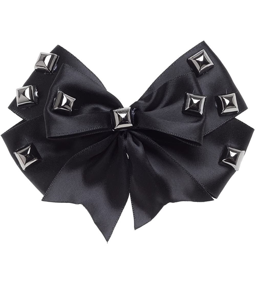 Headbands Dark Side Studded Black Satin Girls Hair Bow - CV11AULO8DZ $12.65