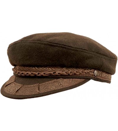 Newsboy Caps Authentic Traditional Wool Greek Fisherman Cap - Brown - CL18ENDN3H9 $37.48
