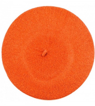 Berets French Style Lightweight Casual Classic Solid Color Wool Beret - Orange - CW11NIY746P $21.86