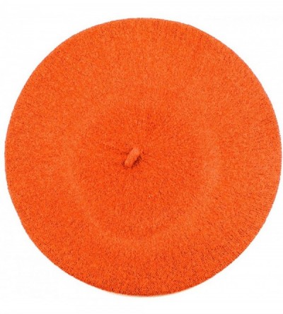 Berets French Style Lightweight Casual Classic Solid Color Wool Beret - Orange - CW11NIY746P $7.79