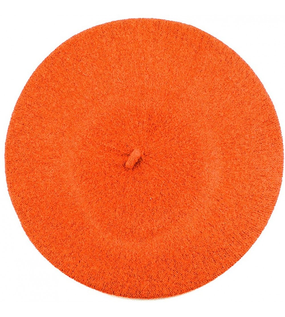 Berets French Style Lightweight Casual Classic Solid Color Wool Beret - Orange - CW11NIY746P $7.79