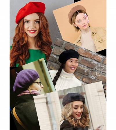 Berets French Style Lightweight Casual Classic Solid Color Wool Beret - Orange - CW11NIY746P $7.79