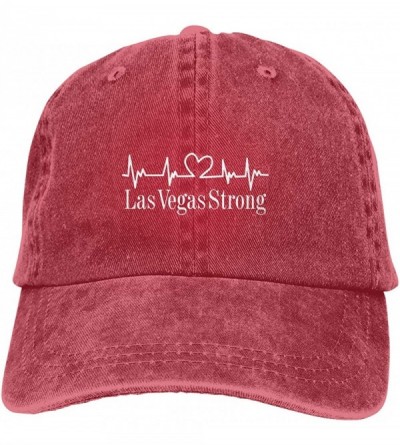 Baseball Caps Vegas Strong Heartbeat Adjustable Baseball Caps Denim Hats Cowboy Sport Outdoor - Red - C218R6AL5QT $19.50