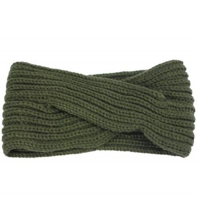 Headbands Knitted Twisted Headband Ear Warmer Head Wrap Headband (N1288) - Army Green - CQ120P3T2YN $51.91