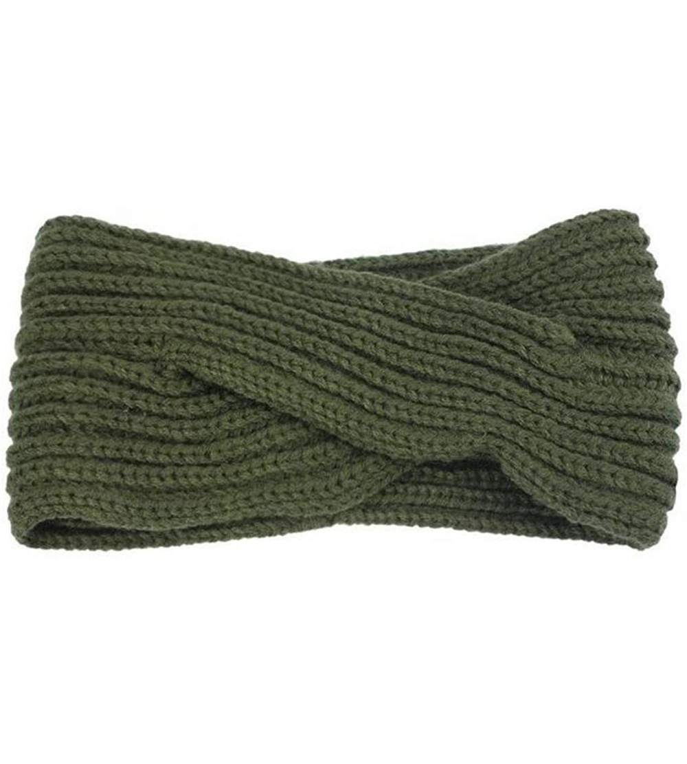 Headbands Knitted Twisted Headband Ear Warmer Head Wrap Headband (N1288) - Army Green - CQ120P3T2YN $19.54