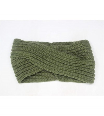 Headbands Knitted Twisted Headband Ear Warmer Head Wrap Headband (N1288) - Army Green - CQ120P3T2YN $19.54