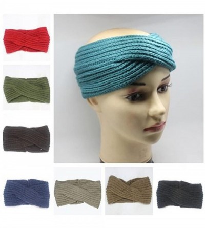 Headbands Knitted Twisted Headband Ear Warmer Head Wrap Headband (N1288) - Army Green - CQ120P3T2YN $19.54