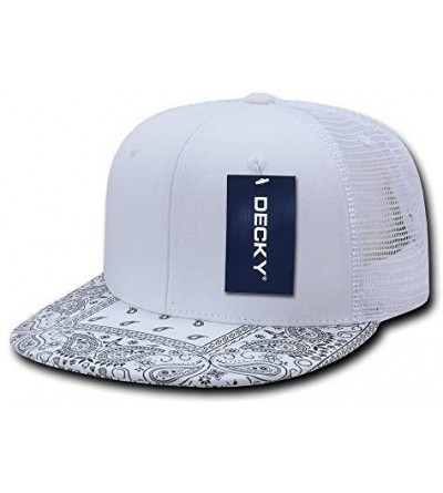 Baseball Caps Paisley Bandana Print Flat Bill Trucker Mesh Snapback Cap - White White - CI17YRXUECK $20.34