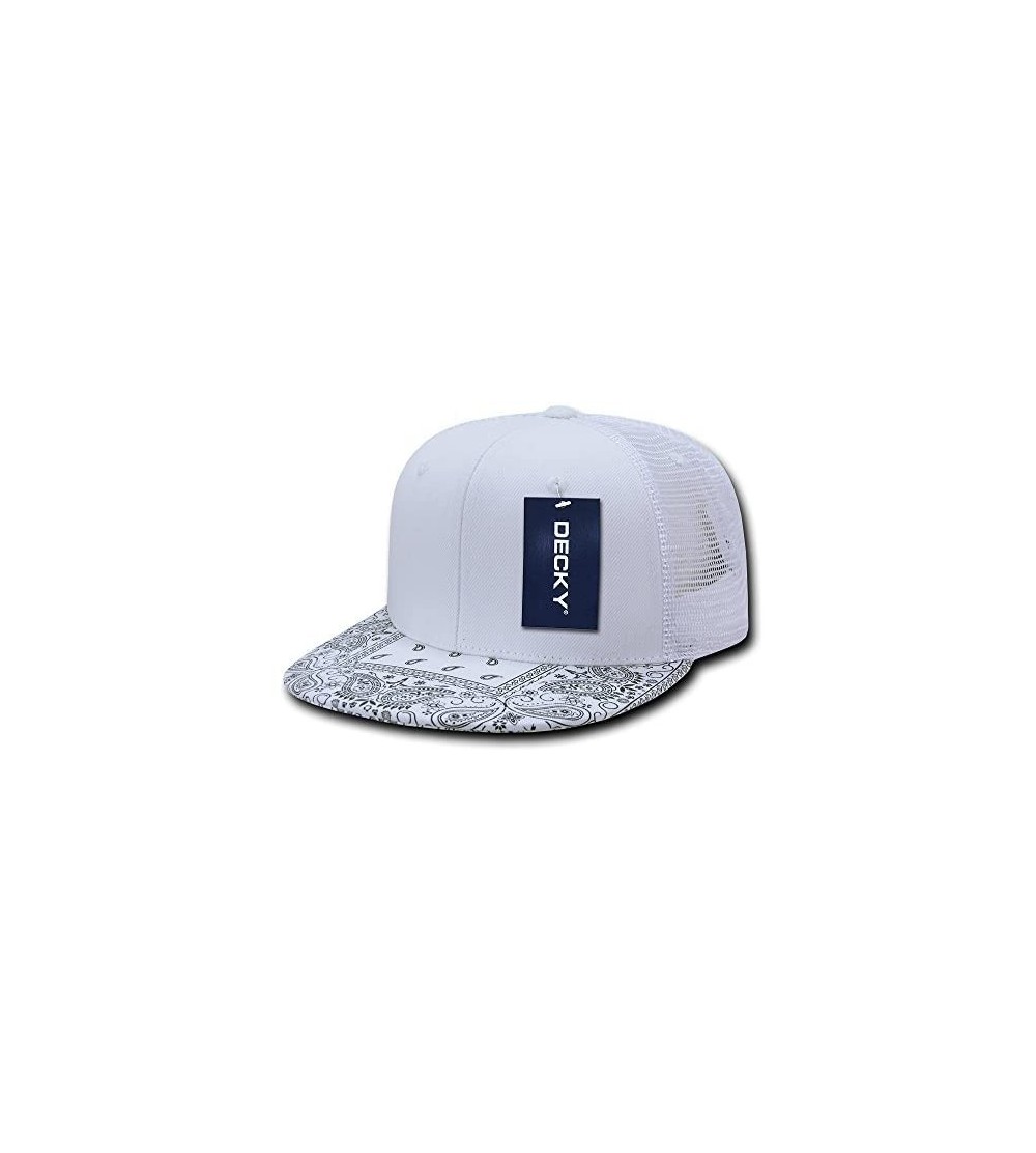 Baseball Caps Paisley Bandana Print Flat Bill Trucker Mesh Snapback Cap - White White - CI17YRXUECK $20.34