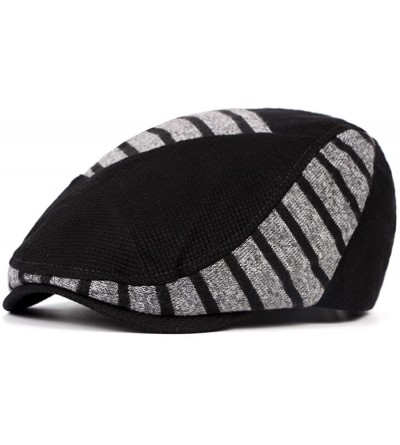 Newsboy Caps Knitted Newsboy Cap Stripe Irish Hats Classic Gatsby Ivy Flat Golf Driving Hat - Grey - CH18COSG9KW $15.88