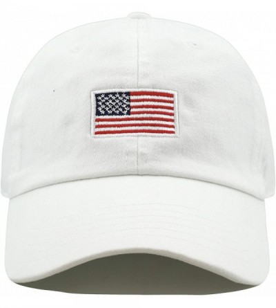 Baseball Caps USA Flag Embroidery Premium Soft 100% Cotton Low Profile Adjustable Baseball Dad Cap - Flag-white - C9182I8AYAK...